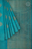 Turquoise Blue Stripe Silk Saree with Floral Butta