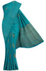 Turquoise Blue Stripe Silk Saree with Floral Butta