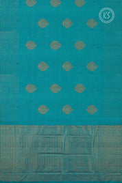 Turquoise Blue Stripe Silk Saree with Floral Butta