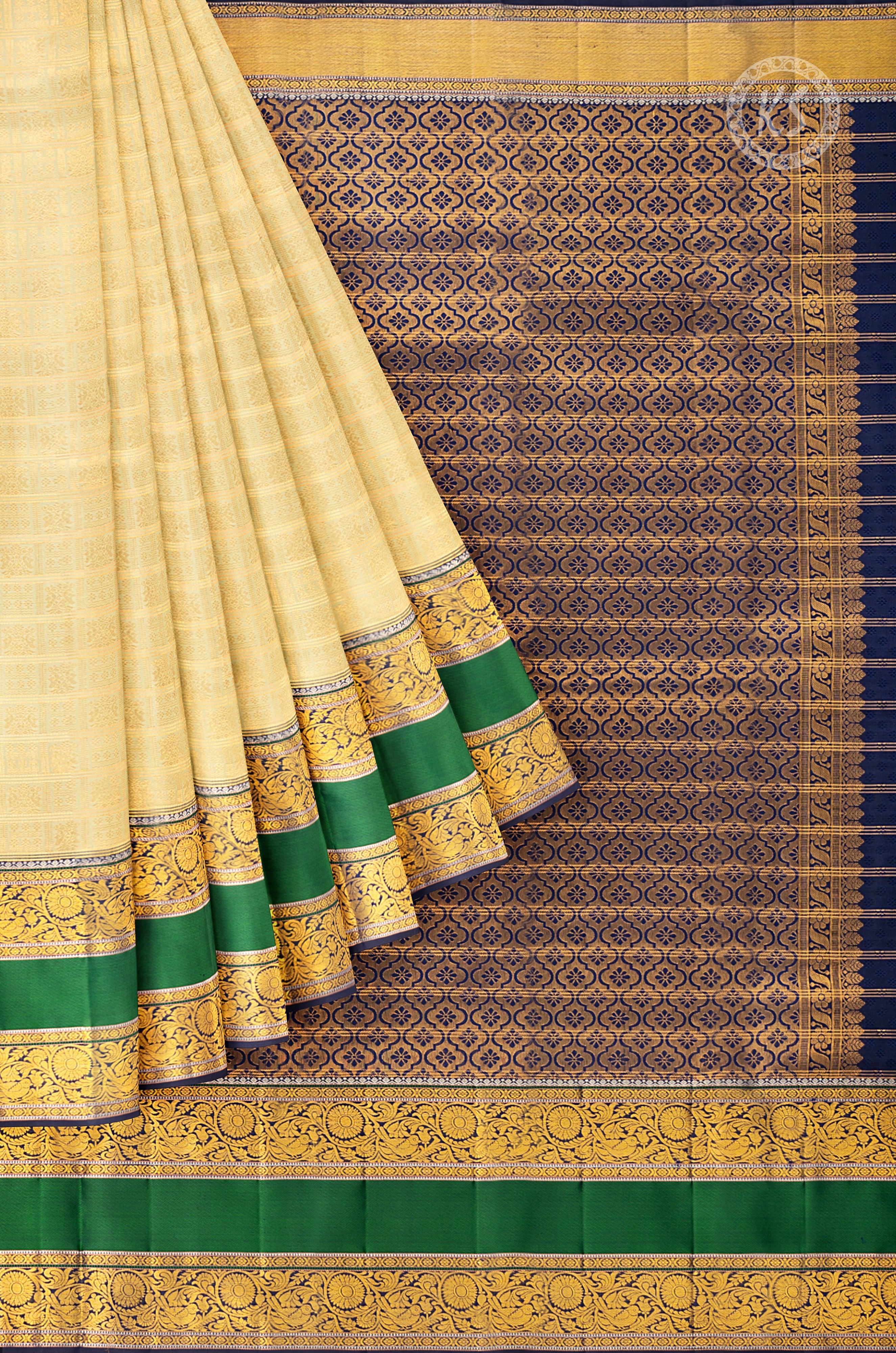 Light Green Stripe & Butta Silk Saree