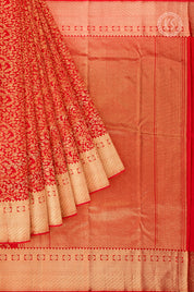 Red Floral Brocade Silk Saree