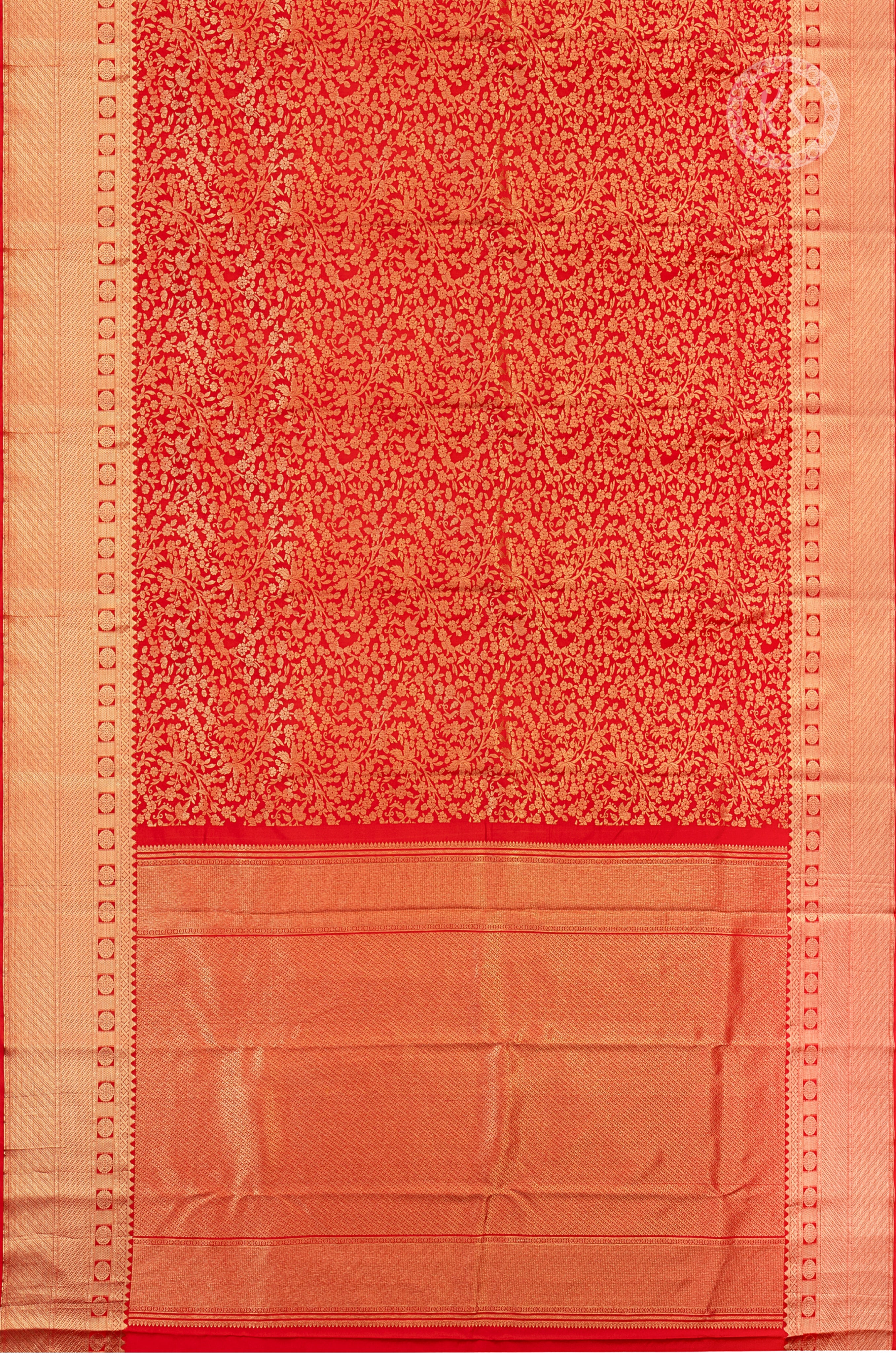 Red Floral Brocade Silk Saree