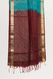 Dual Tone Peacock Green Stripe & Butta Pure Silk Mix Saree