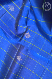 Royal Blue Checks and Floral Butta Soft Silk Saree