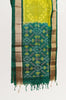 Lime Green & Yellow Dual Tone  Pochampally Soft Silk Saree