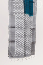 Peacock Blue Stripe Soft Silk Saree