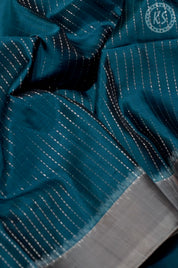 Peacock Blue Stripe Soft Silk Saree