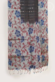 Elephant Grey Soft Silk Saree with Stripe & Butta