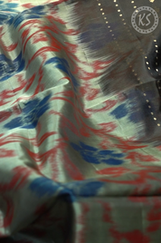 Elephant Grey Soft Silk Saree with Stripe & Butta