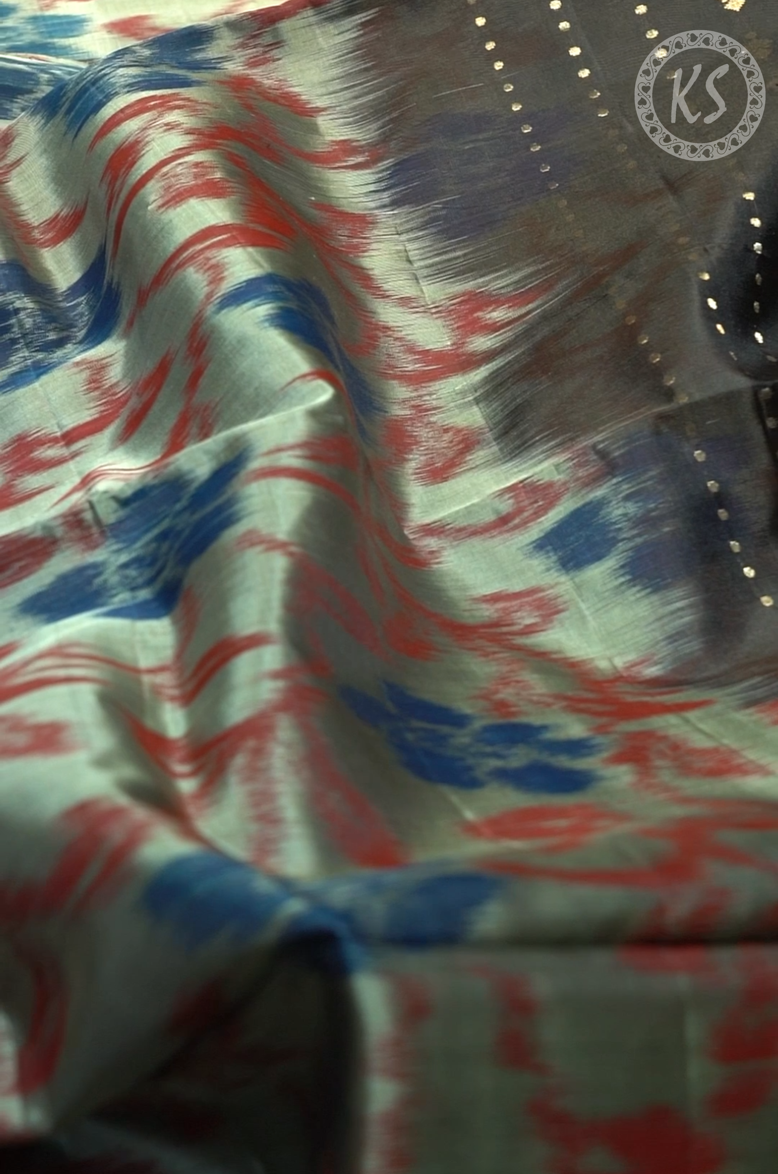 Elephant Grey Soft Silk Saree with Stripe & Butta