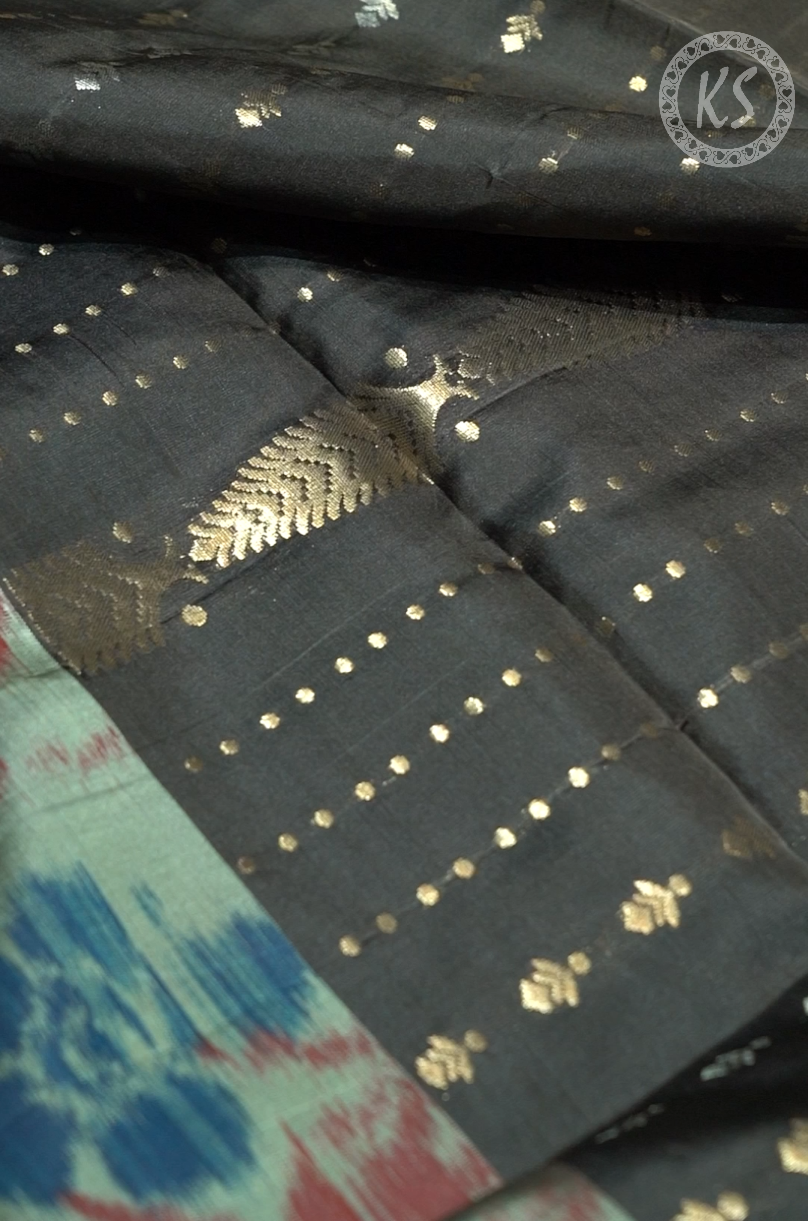 Elephant Grey Soft Silk Saree with Stripe & Butta