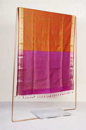 Dual Tone Mustard Yellow & Green Soft Silk Saree