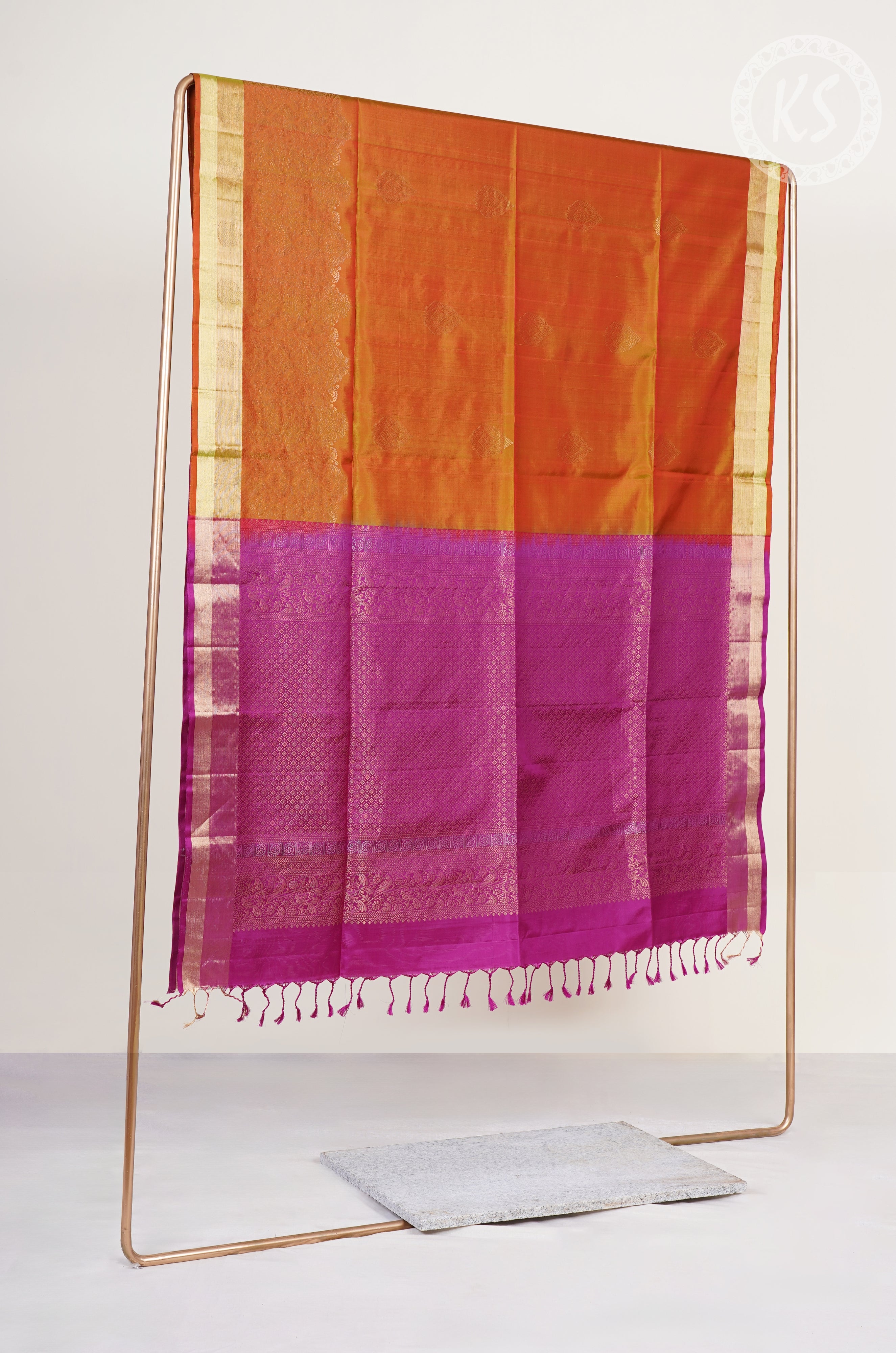 Dual Tone Mustard Yellow & Green Soft Silk Saree