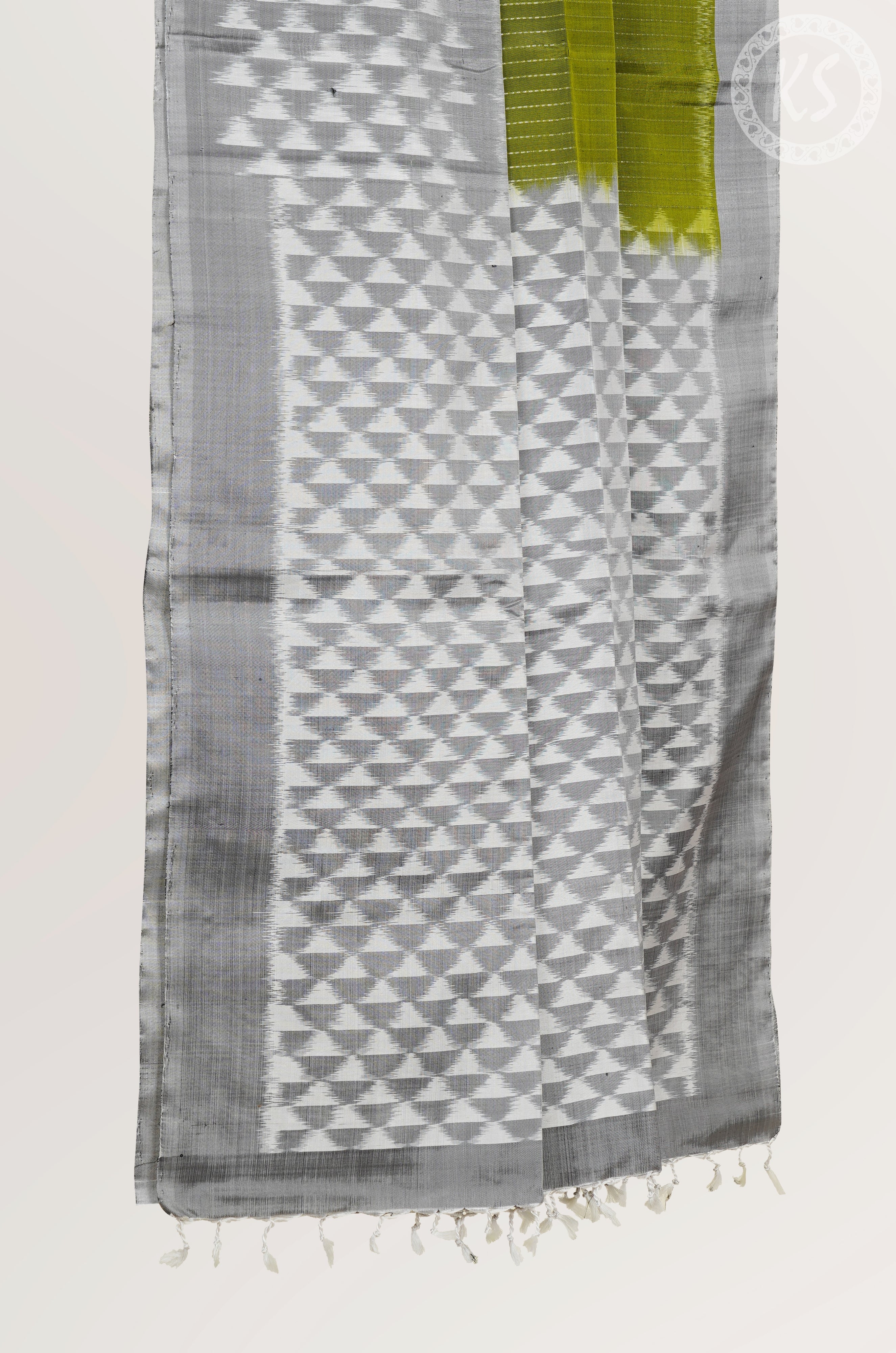 Olive Green Stripe Soft Silk Saree