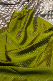 Olive Green Stripe Soft Silk Saree