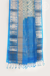 Cream Ikkat Pochampally Print Soft Silk Saree