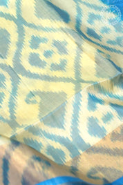 Cream Ikkat Pochampally Print Soft Silk Saree