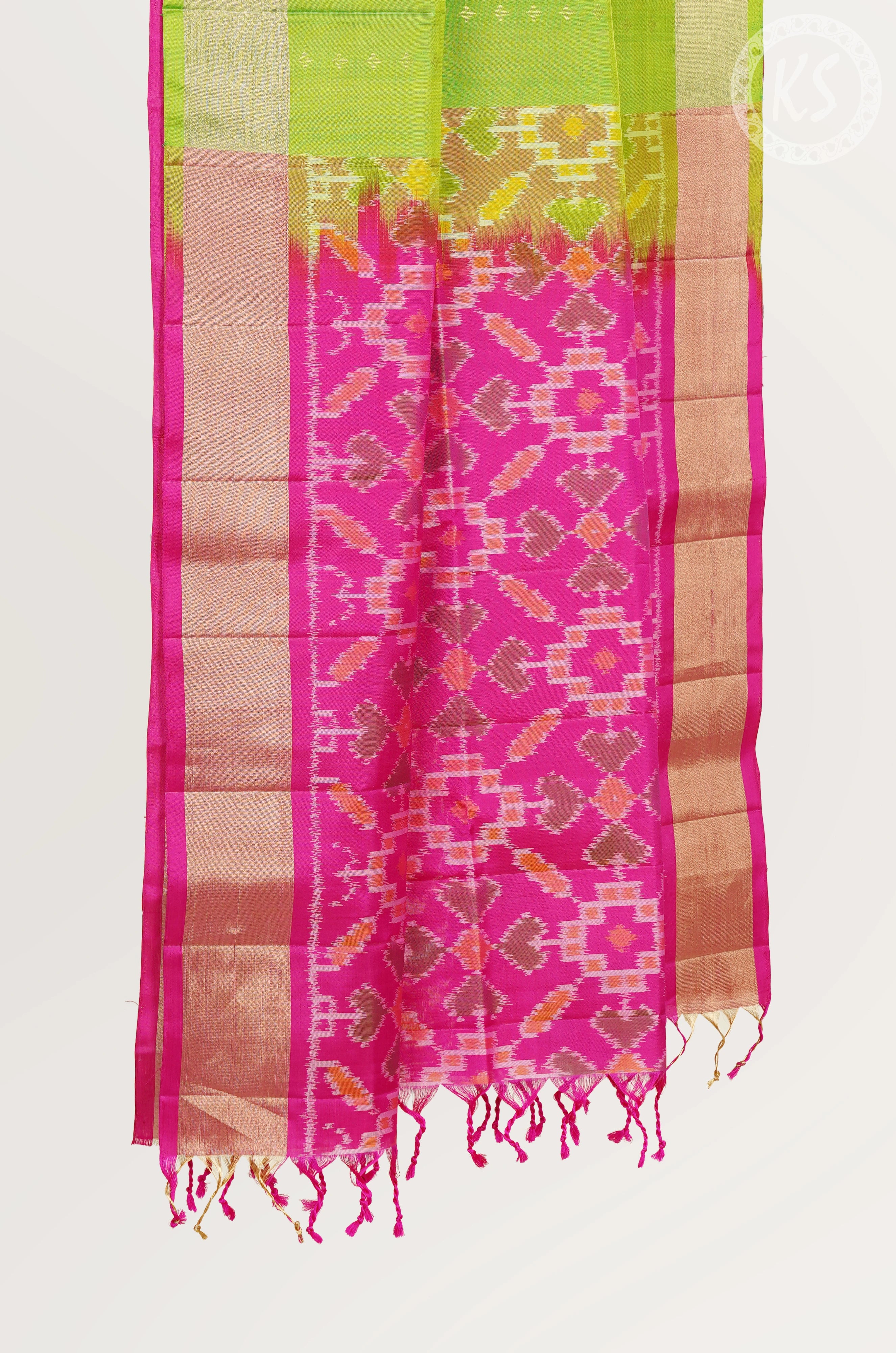 Parrot Green Soft Silk Saree with Manga and Floral Stripe Butta