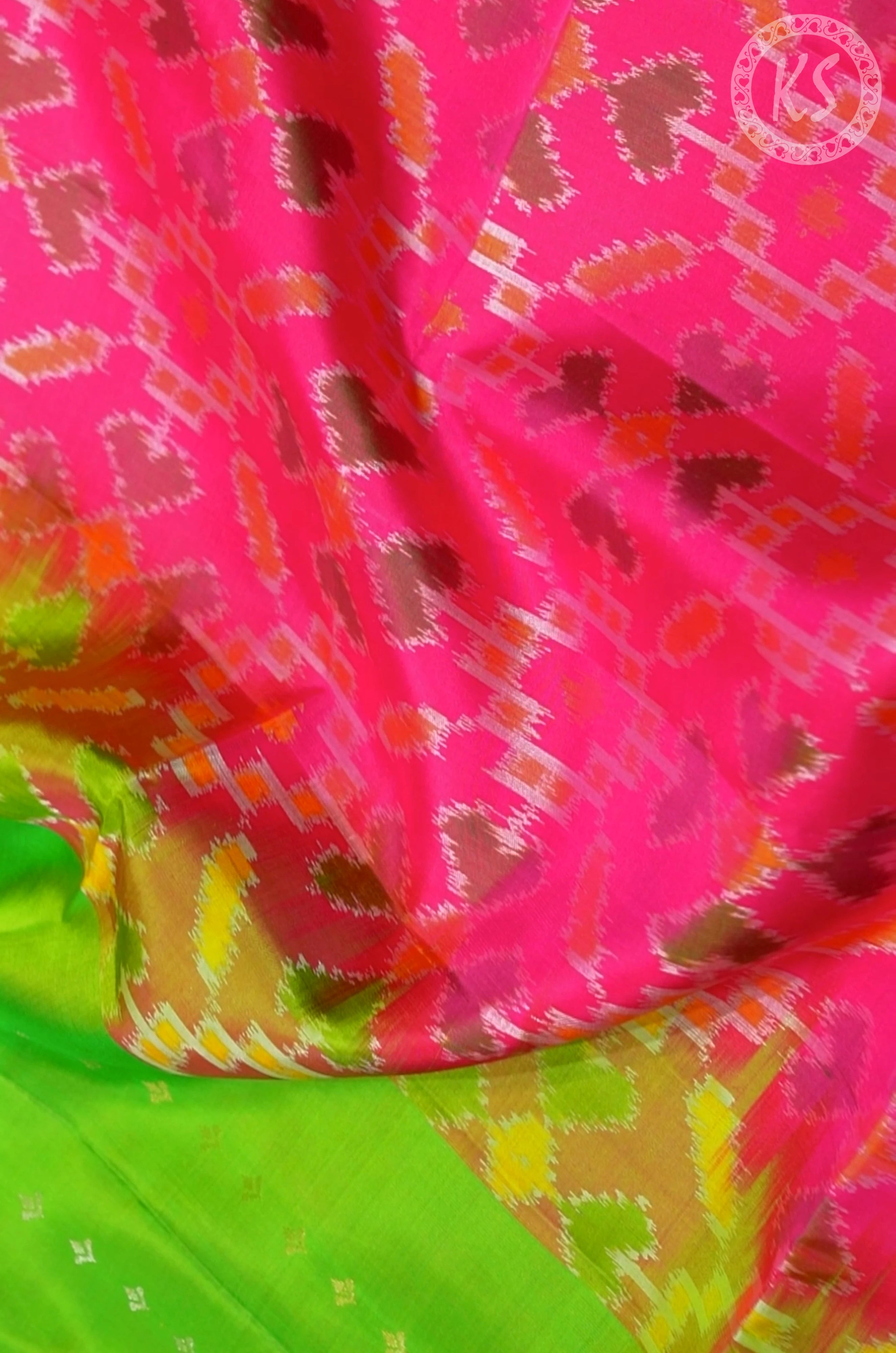Parrot Green Soft Silk Saree with Manga and Floral Stripe Butta