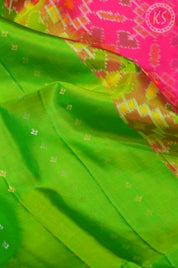 Parrot Green Soft Silk Saree with Manga and Floral StripeButta