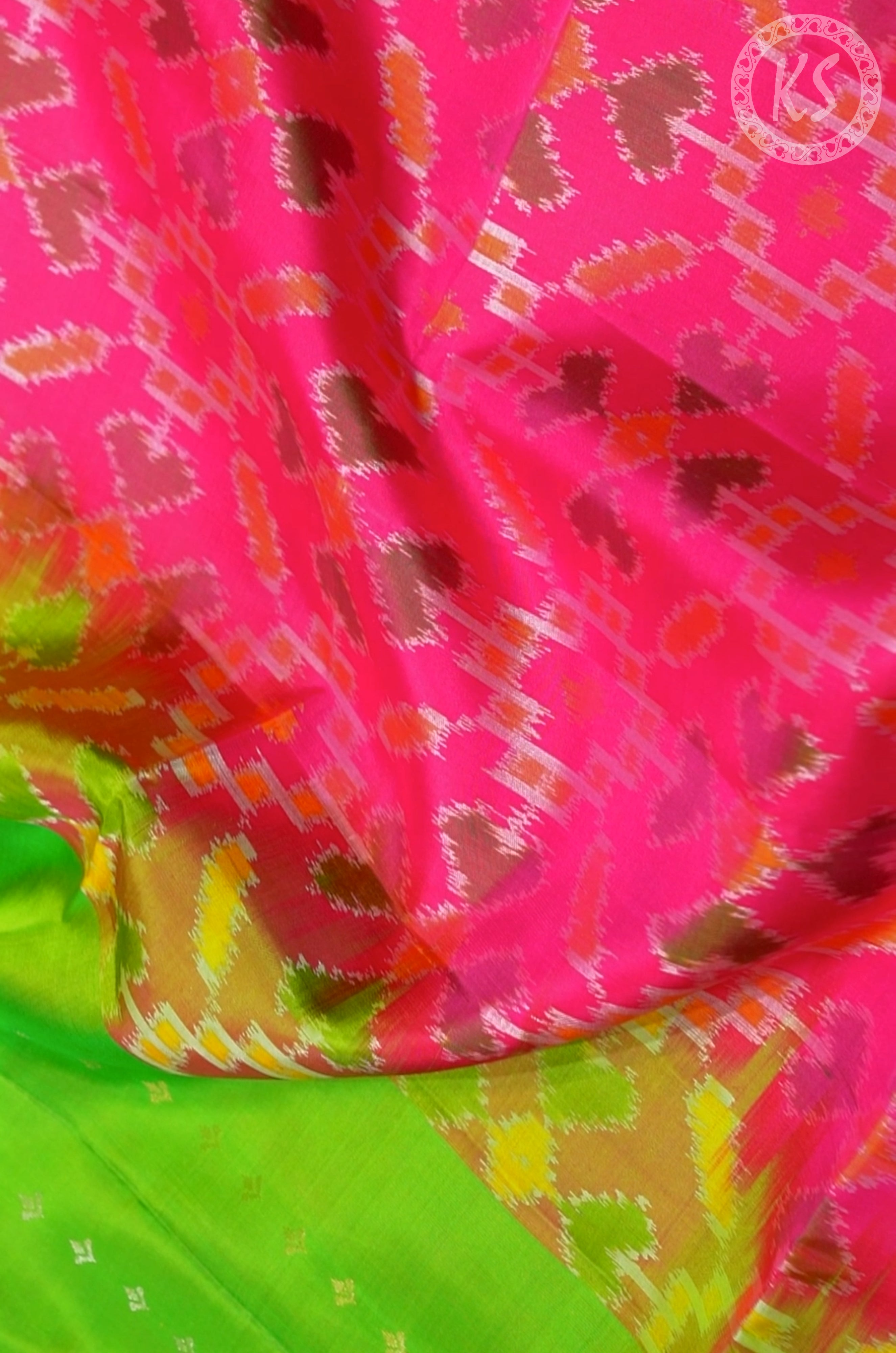 Parrot Green Soft Silk Saree with Manga and Floral StripeButta