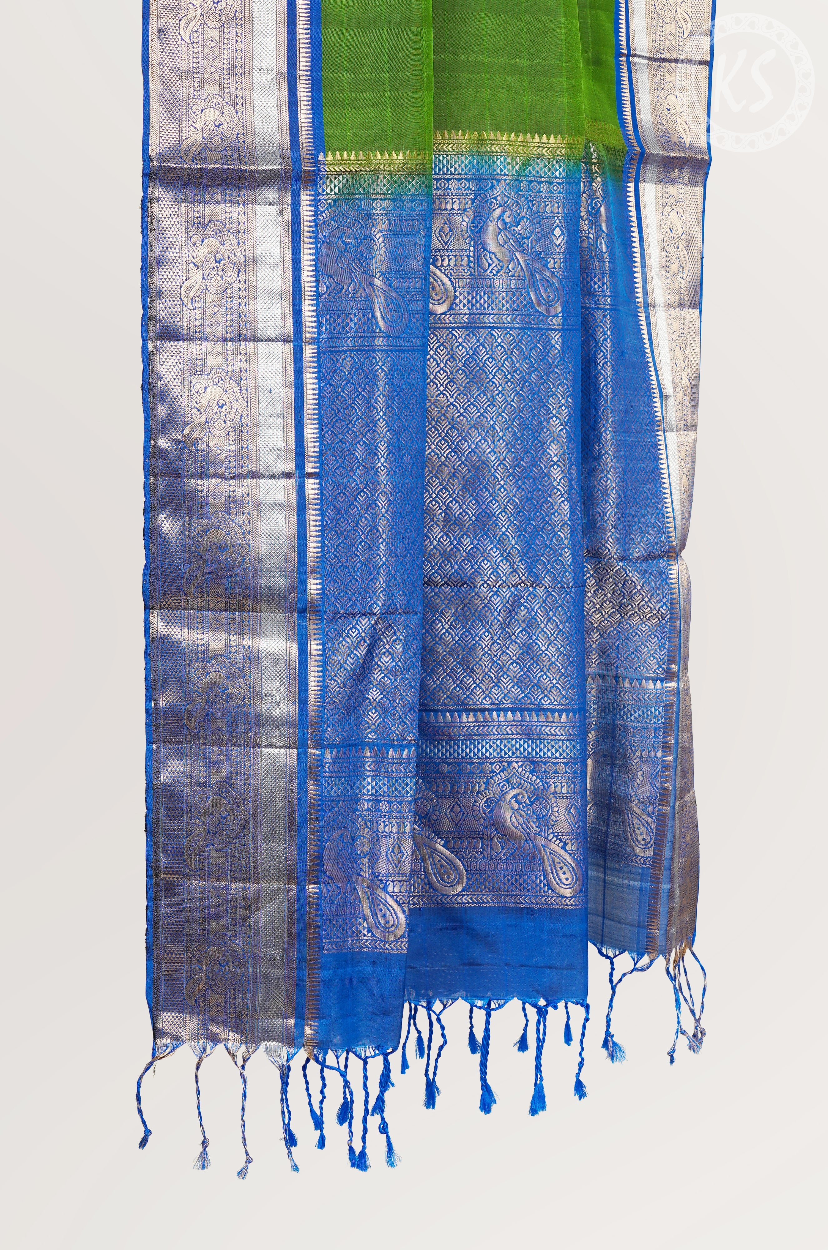 Emerald Green Soft Silk Saree with Floral Butta