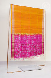 Yellow Soft Silk Saree with Manga & Floral Butta