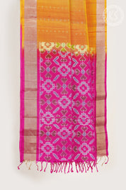 Yellow Soft Silk Saree with Manga & Floral Butta