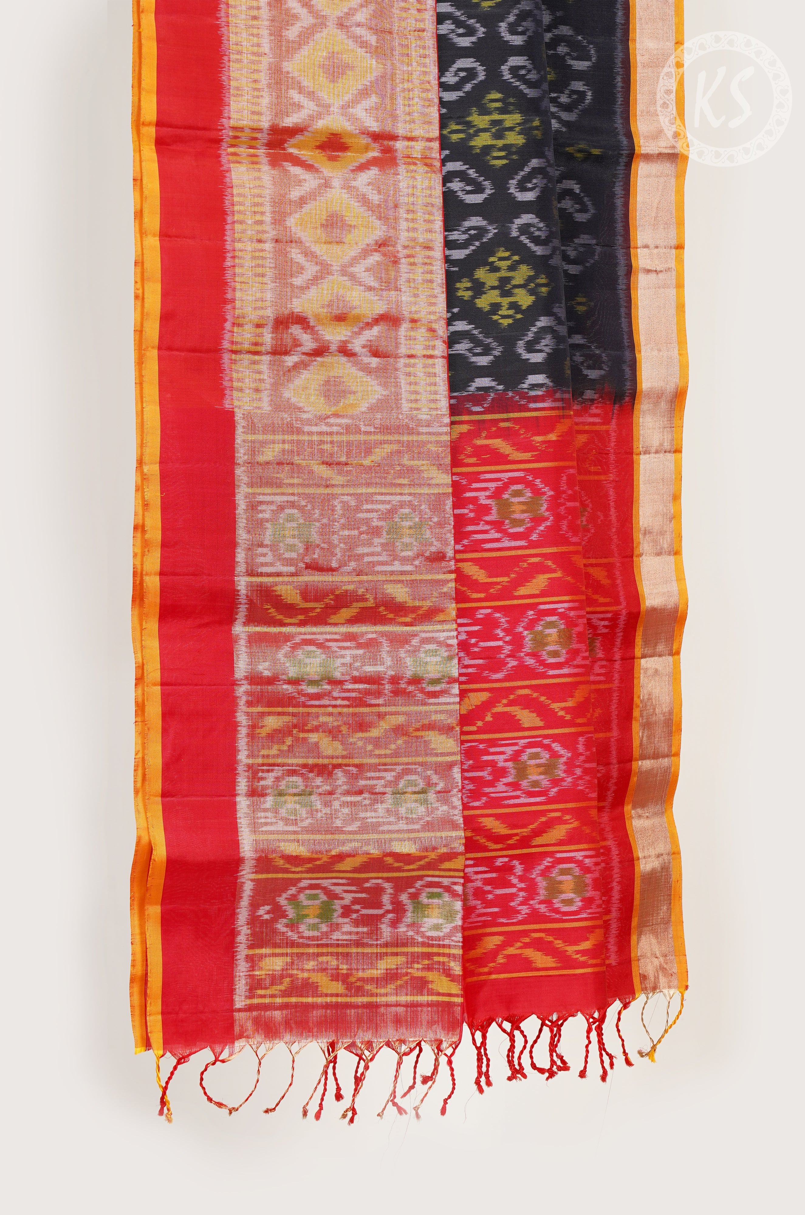 Black Pochampally Soft silk Saree