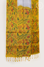 Grey Soft Silk Saree with Stripe & Butta