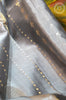 Grey Soft Silk Saree with Stripe & Butta