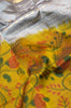 Grey Soft Silk Saree with Stripe & Butta