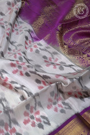 Off white Soft Silk Saree with Floral Butta
