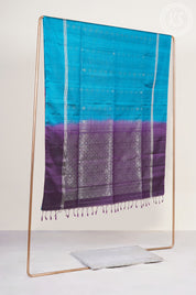 Ramar Blue Soft Silk Saree with Floral Butta
