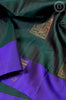 Dark Green Soft Silk Saree with Stripe & Mayil Butta