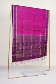 Dual tone Pink & Deep Purple Soft Silk Saree with Floral Butta