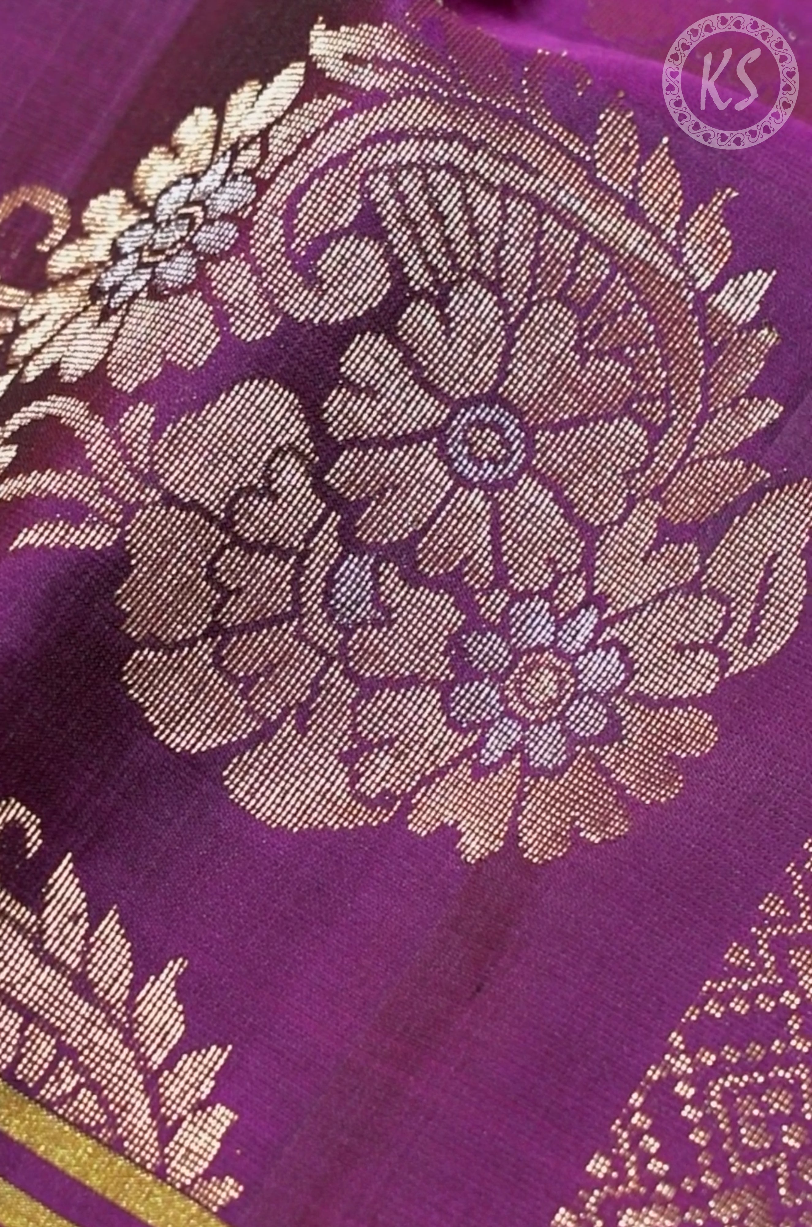 Dual tone Pink & Deep Purple Soft Silk Saree with Floral Butta