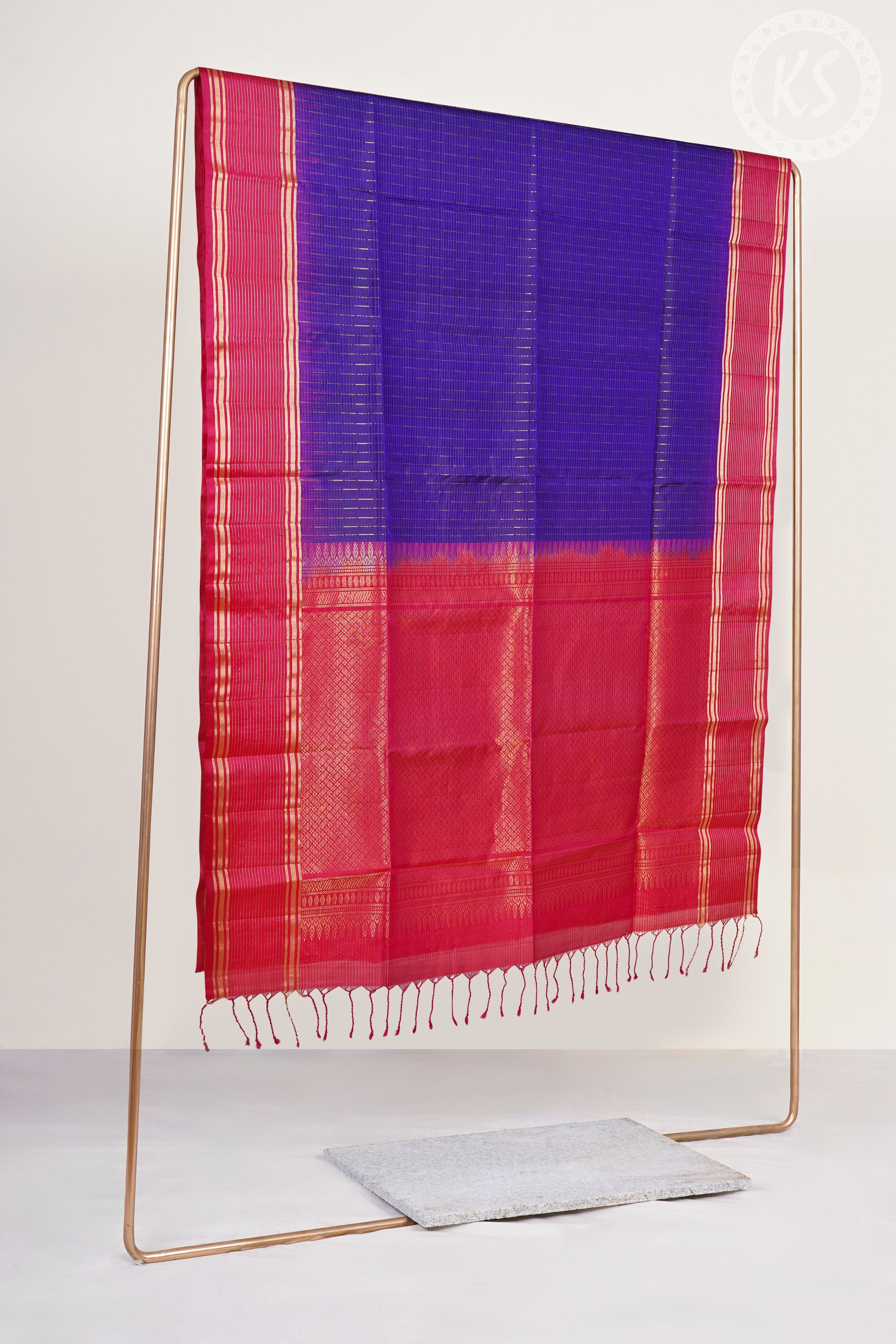 Royal Blue Stripe Soft Silk Saree