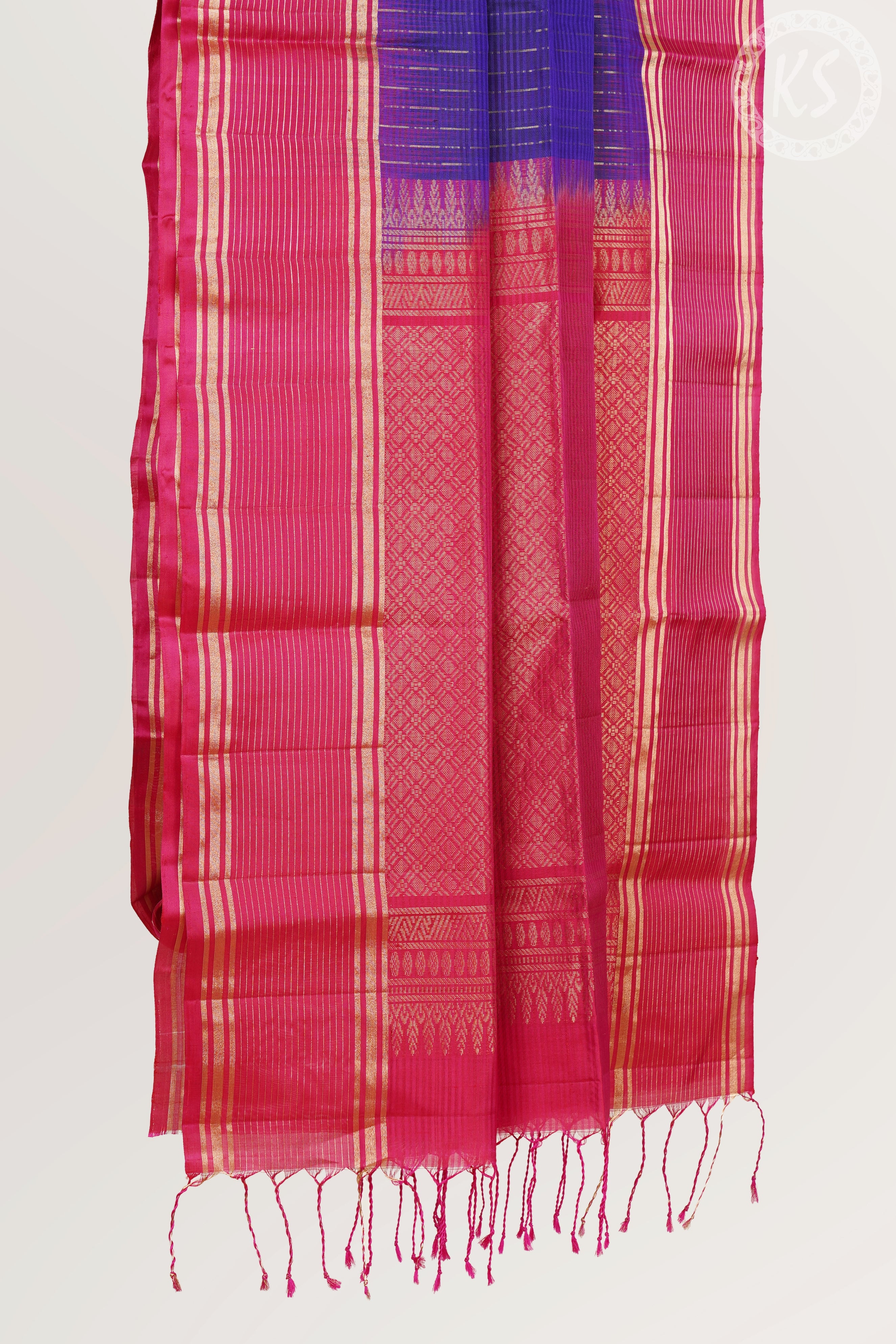 Royal Blue Stripe Soft Silk Saree 2