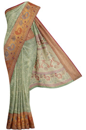 Green Tissue Silk Saree with Paithani border