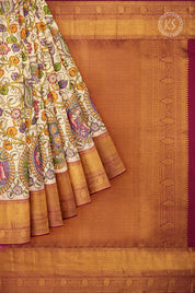 Digital Print Tissue Silk Saree with pink border