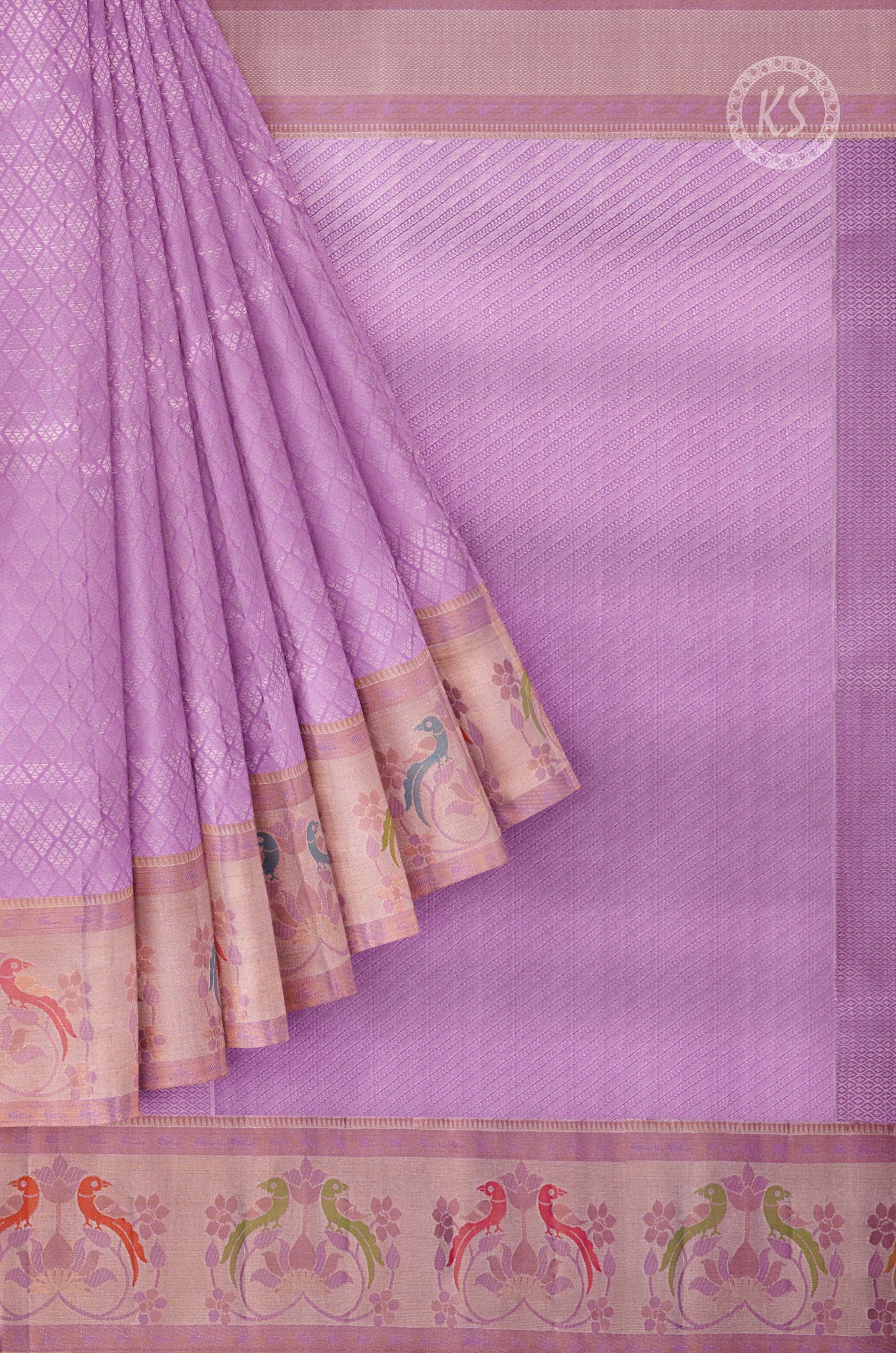 Lavendor Tissue Silk Saree with Diamond Butta