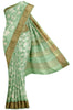 Green Floral Printed Tussar Saree with Paavanji Border