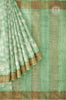 Green Floral Printed Tussar Saree with Paavanji Border