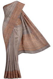 Grey Tusser Saree with Copper Zari