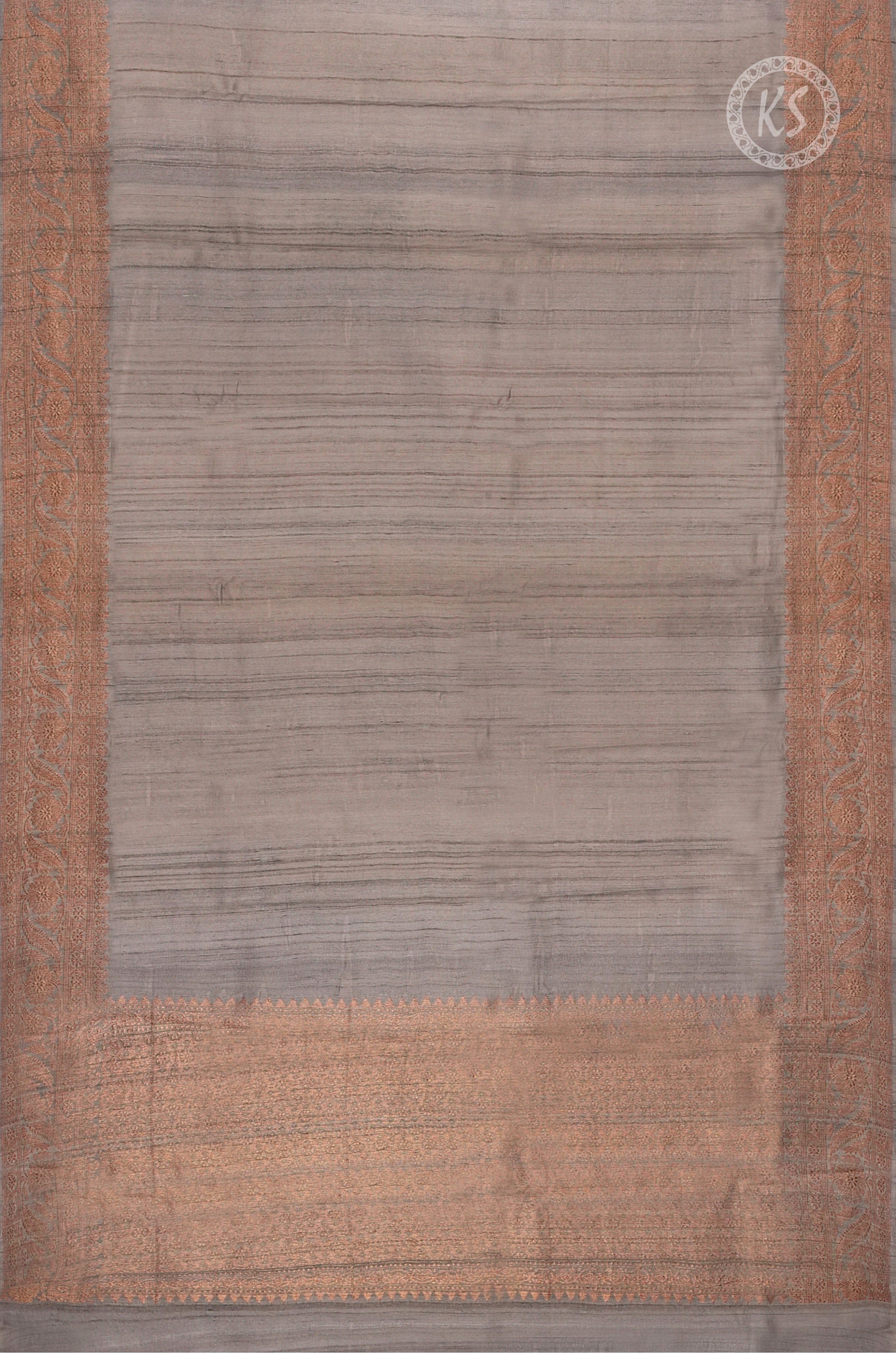 Grey Tusser Saree with Copper Zari