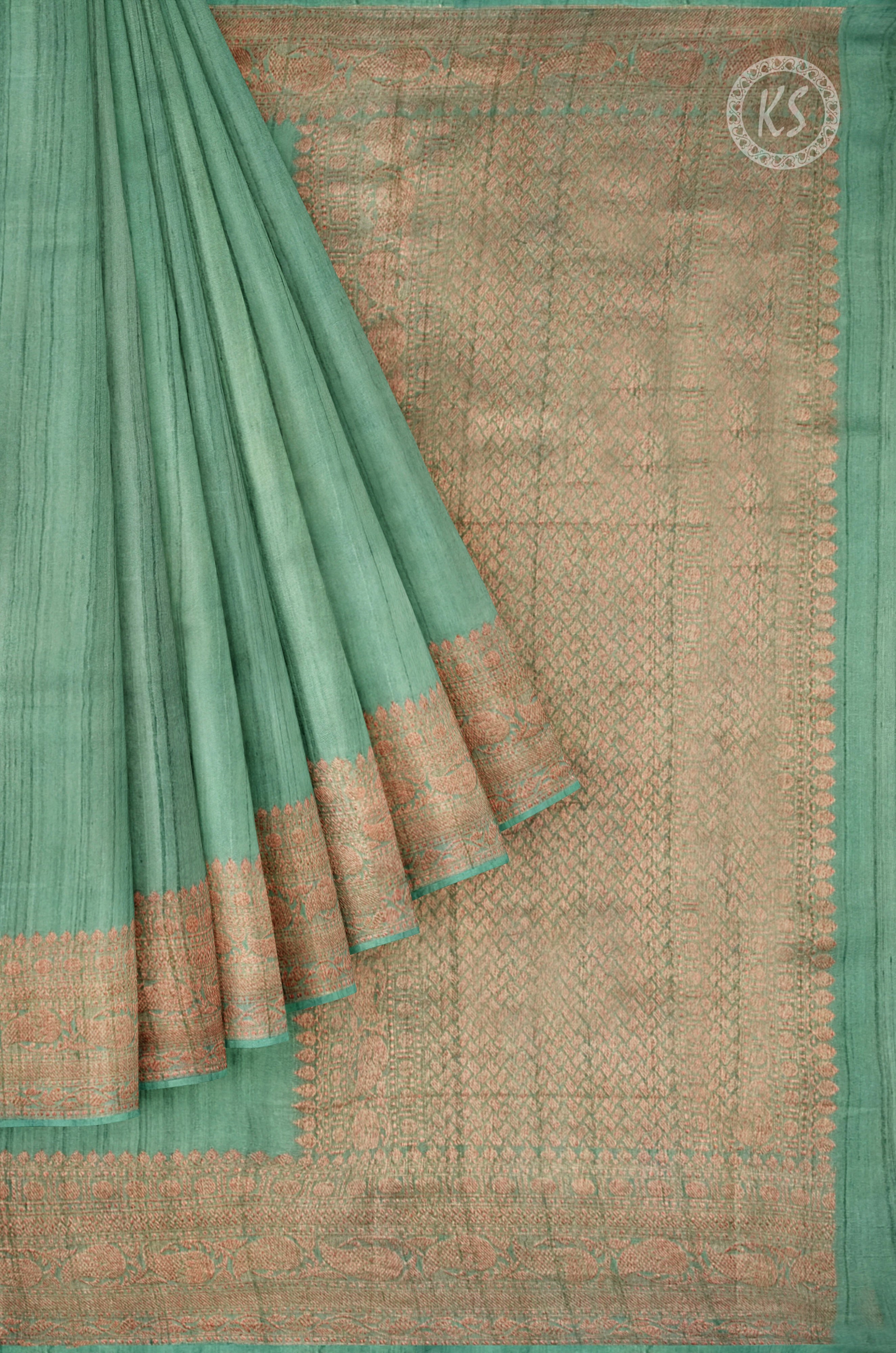 Pine Green Tussar Saree