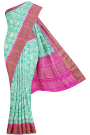 Green Tussar Saree with Pink Paavanji Border