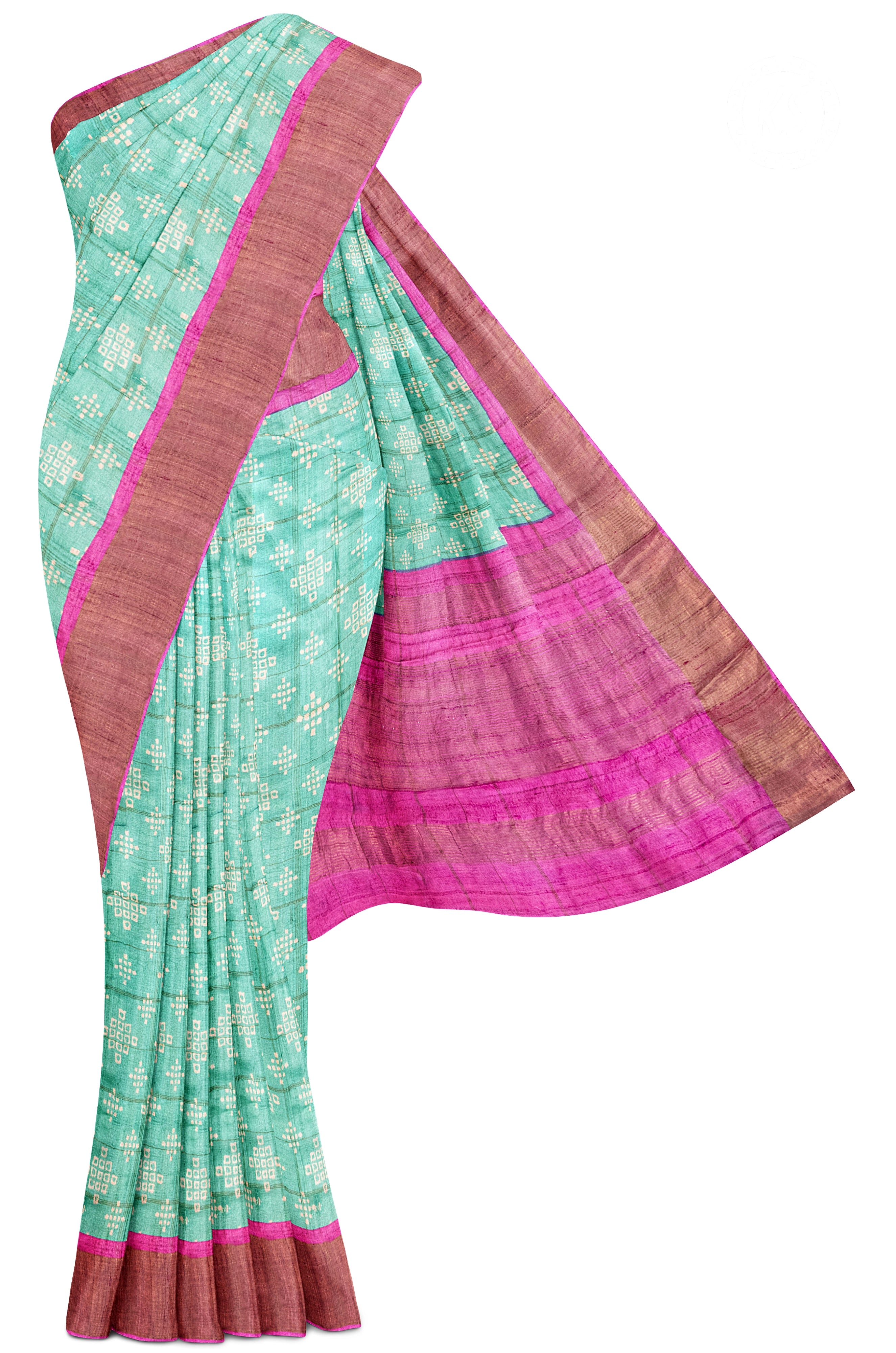 Green Tussar Saree with Pink Paavanji Border