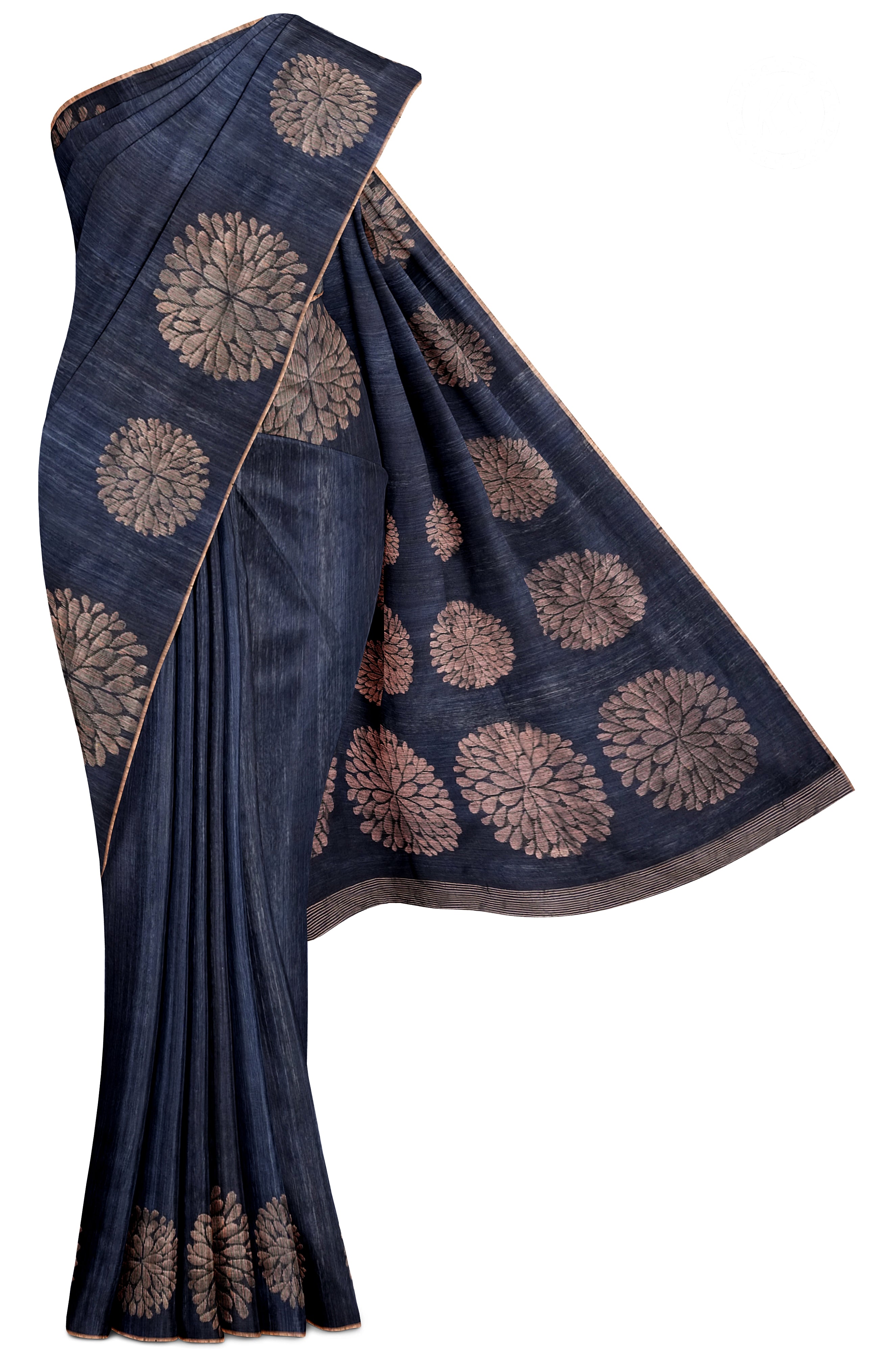 Navy Blue Tussar Saree